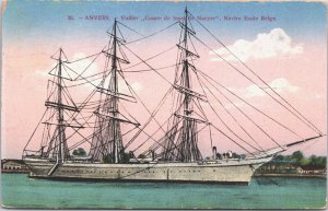 Anvers Voilier Cote de Smet de Naeyer Navy Ship Vintage Postcard 09.37