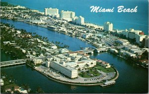 Vtg 1980 Aerial View North Beach Hotel Row Miami Beach Florida FL Postcard