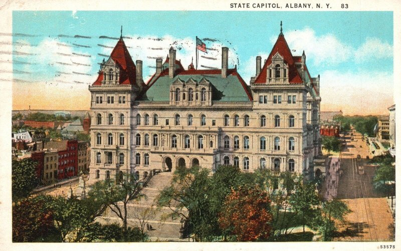 Vintage Postcard 1927 State Capitol Building Government Office Albany New York