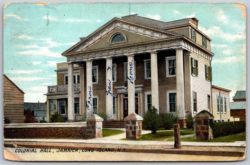 Vtg Jamaica Long Island New York NY Colonial Hall 1910s View Postcard