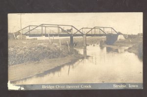 RPPC STRUBLE IOWA BRIDGE OVER BEAVER CREEK 1910 VINTAGE REAL PHOTO POSTCARD