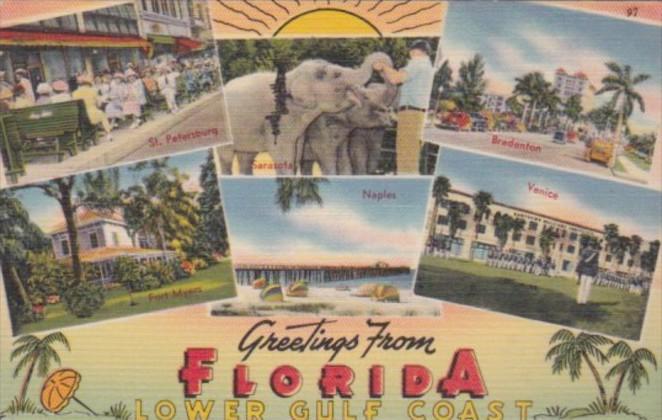 Florida Greetings From The Lower Gulf Coast 1958