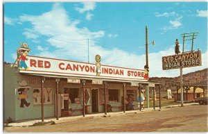 Panguitch, Utah RED CANYON INDIAN STORE Roadside Navajo Rugs Pottery Postcard