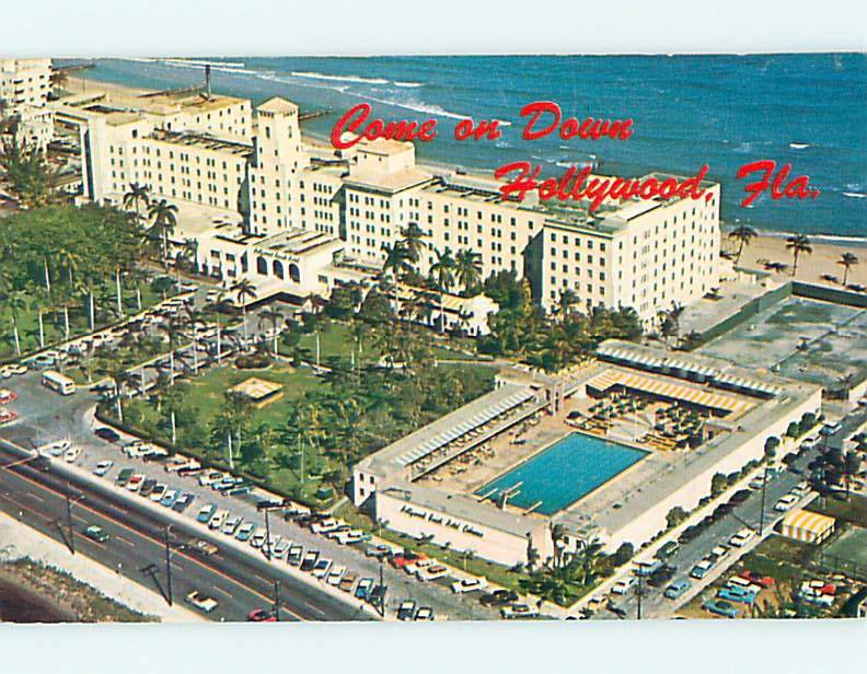 Unused Pre-1980 OLD CARS & HOLLYWOOD BEACH HOTEL Hollywood Florida FL Q4460@