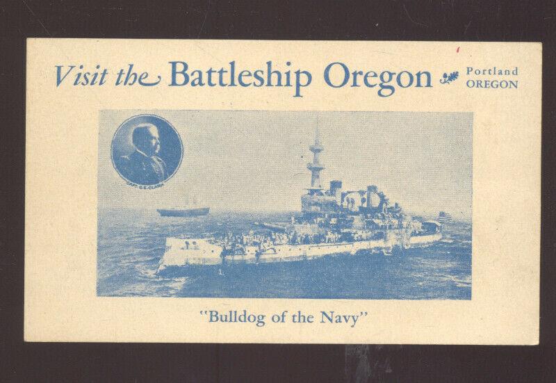 UNITED STATES NABY BATTLESHIP USS OREGON MILITARY SHIP VINTAGE POSTCARD