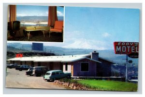 Vintage 1950's Advertising Postcard Antique Cars Eddy's Motel The Dalles Oregon