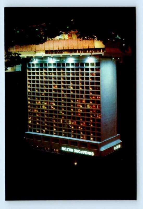 SINGAPORE ~ Night View SINGAPORE HILTON Hotel - Orchard Road 4x6 Postcard