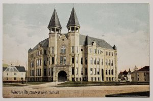 Warren PA Central High School Pennsylvania Postcard X29