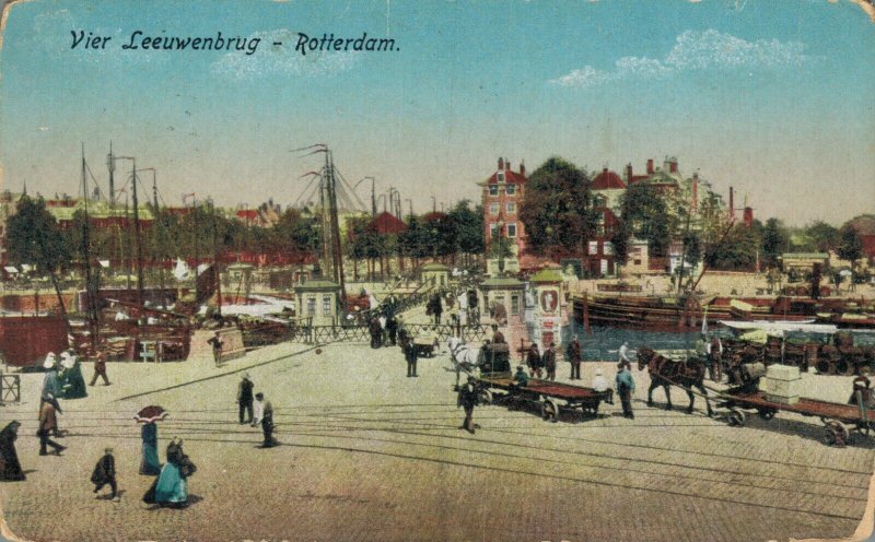 Netherlands Rotterdam Vierleeuwenbrug Vintage Postcard 07.78