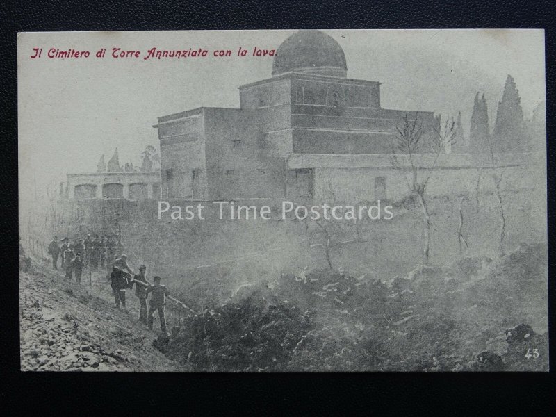 Vesuvius Eruzione del Vesuvio TOWER CEMETERY & LAVA FLOW c1906 RARE Postcard