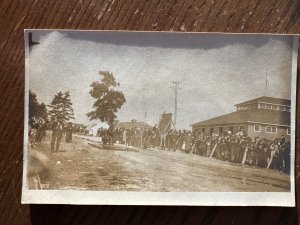 RPPC-EARLY Antique REAL PHOTO Postcard Fireman Demonstration