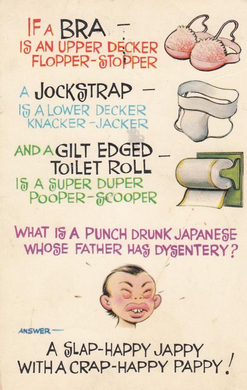 Double Decker Bra Jockstrap Toilet Roll Comic Postcard