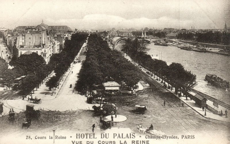 Vintage Postcard 1910's Hotel Du Palais Cours La Reine Champs Elysees Paris FR