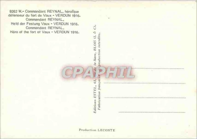 Postcard Modern Commander Reynal Heroique defender of Fort Vaux Verdun 1916 M...