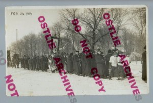 Sleepy Eye MINNESOTA RPPC 1914 FUNERAL Catholic Priest Stutz PROCESSION Death #3