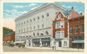 Autos 1920s Fraternal Masonic Temple Chillicothe Ohio Robbins postcard 9500