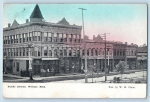 1910 Pacific Avenue Building Street Dirt Road People Willmar Minnesota Postcard