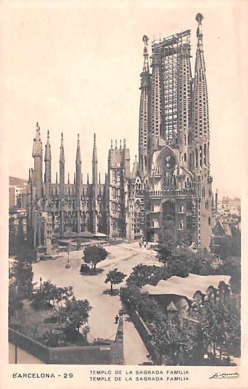 Spain Old Vintage Antique Post Card Temple de la Sagrada Familia Barcelona Un...