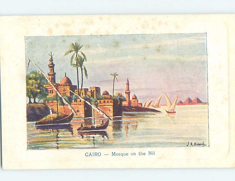 Old Postcard MOSQUE ON NILE RIVER - ISLAM MUSLIM ISLAMIC Cairo Egypt F5636