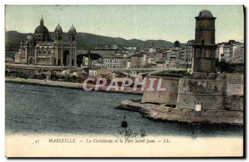 Old Postcard Marseille The Cathedral and Fort St. John