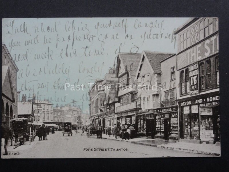 Somerset TAUNTON Fore Street c1904 Ex Animated Street - Old Postcard by E.T.W.D.