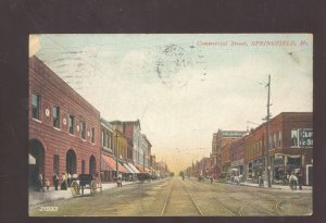 SPRINGFIELD MISSOURI DOWNTOWN COMMERCIAL STREET SCENE VINTAGE POSTCARD MO.