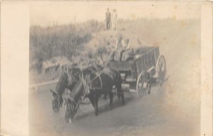 H58/ Interesting Real Photo RPPC Postcard c1910 Horse Drawn Wagon Drinking 14