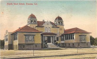 Fourth Ward School, Pomona, California 1908 Vintage Hand-Colored Postcard