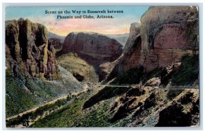 1910 Scene Way Roosevelt Between Phoenix Globe Arizona Vintage Antique Postcard 