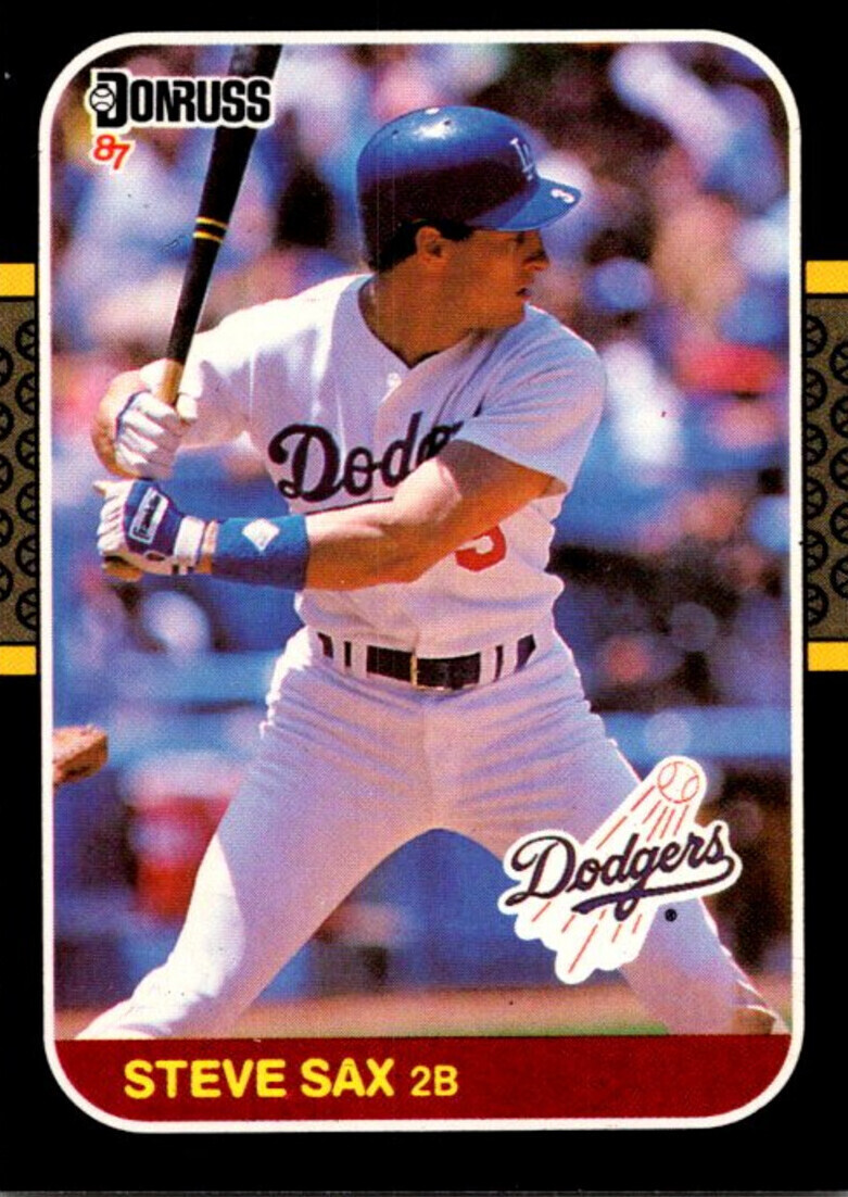 1987 DONRUSS Baseball Card Steve Sax 2B Los Angeles Dodgers