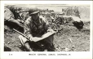 WWII Japan US Major General Lemuel Shepherd Jr. Real Photo Postcard #4