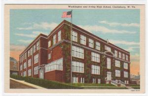 Washington & Irving High School Clarksburg West Virginia postcard