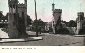 Vintage Postcard 1910's Entrance To Krug City Park St. Joseph Missouri MO