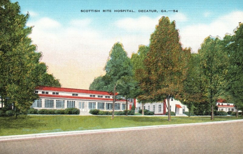 Vintage Postcard 1930's Scottish Rite Charity Hospital US Canada Decatur Georgia