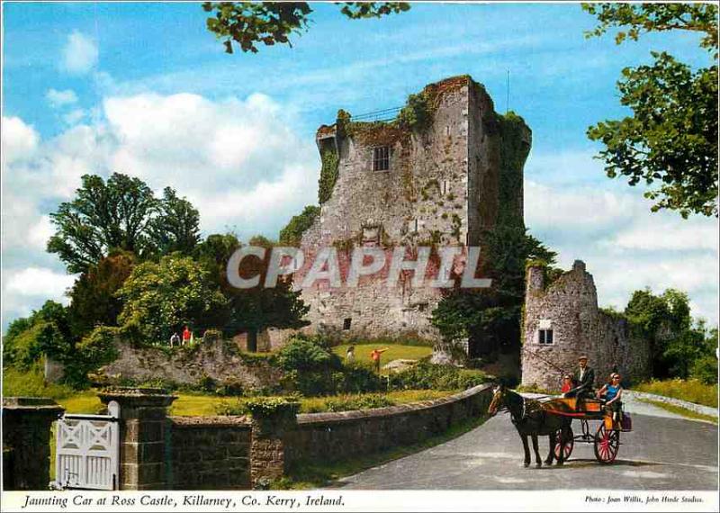 Postcard Modern Jaunting Car at Ross Castle Killarney Co Kerry Ireland