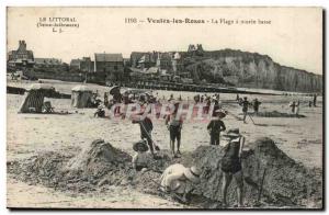 Veules les Roses - The Beach at low tide - Old Postcard