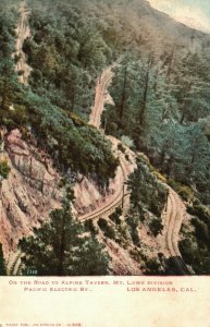 Vintage Postcard 1900s Road to Alpine Tavern Mt. Lowe Pacific Elc Los Angeles CA