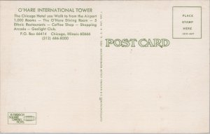 USA O'Hare International Tower Chicago Illinois Chrome Postcard C028