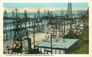 Berkeley Oil Summerland Santa Barbara California 1920s Postcard Teich 10191