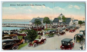 c1910's City Hall And South Bridge Cars Pavilion Daytona Florida FL Postcard 