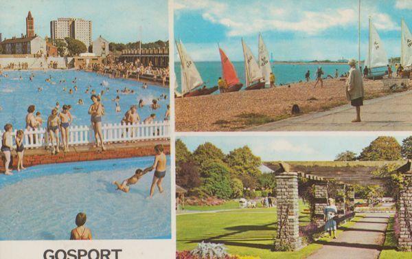 Gosport Hampshire Swimming Pool & Yacht Sailing Boat Boats 1970s Postcard