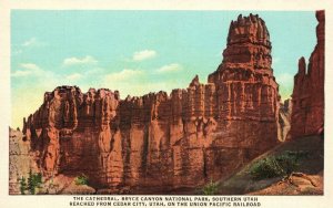 Vintage Postcard 1930's The Cathedral Bryce Canyon National Park Cedar City UT