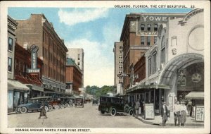 Orlando Florida FL Orange Ave Street Scene Vintage Postcard
