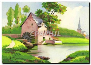 Postcard Modern Sim water mill