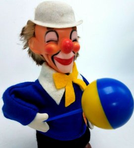 Vintage Carl Originale Vento Up Giocattolo Clown W Scatola