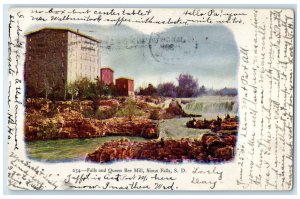 1906 Falls and Queen Bee Mill Sioux Falls South Dakota SD Antique Postcard