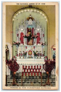 1940 National Shrine St. Jude Claretian Fathers Altar Chicago Illinois Postcard