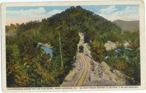 Railroad Scene on the Pan Bowl near Jackson, Kentucky KY, White Border