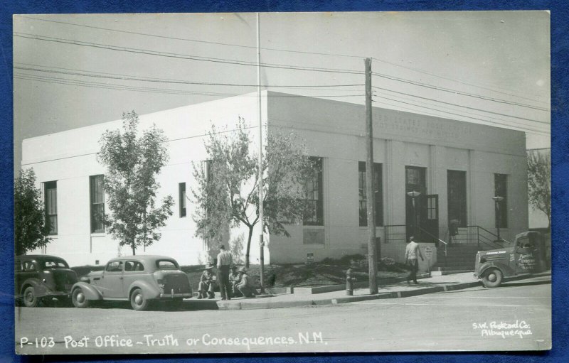 Truth or Consequences New Mexico nm US Post Office Real Photo Postcard RPPC