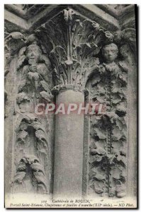 Old Postcard Rouen Cathedral of Saint Etienne Portal Capitals and sheets & # ...